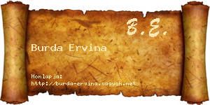 Burda Ervina névjegykártya